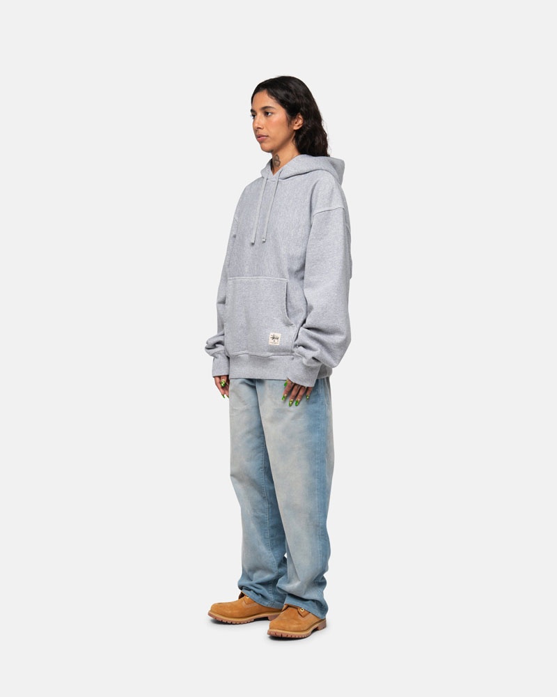 Grey Stüssy Contrast Stitch Label Hoodie | USA TDXHEK019