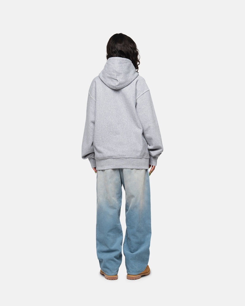 Grey Stüssy Contrast Stitch Label Hoodie | USA TDXHEK019