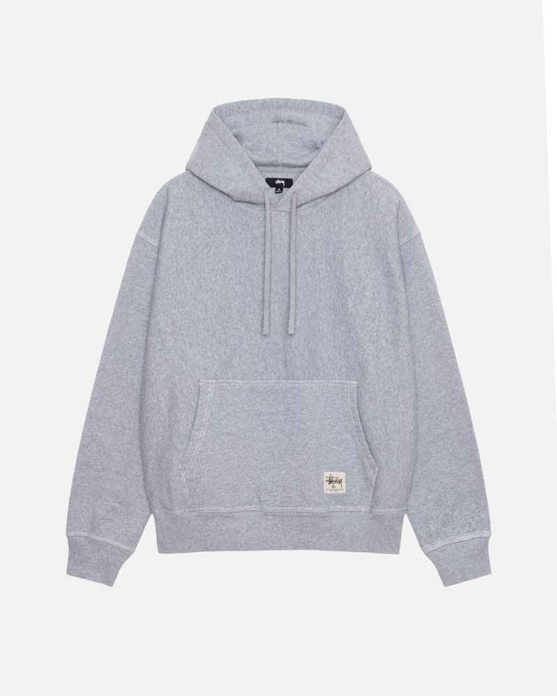 Grey Stüssy Contrast Stitch Label Hoodie | USA TDXHEK019