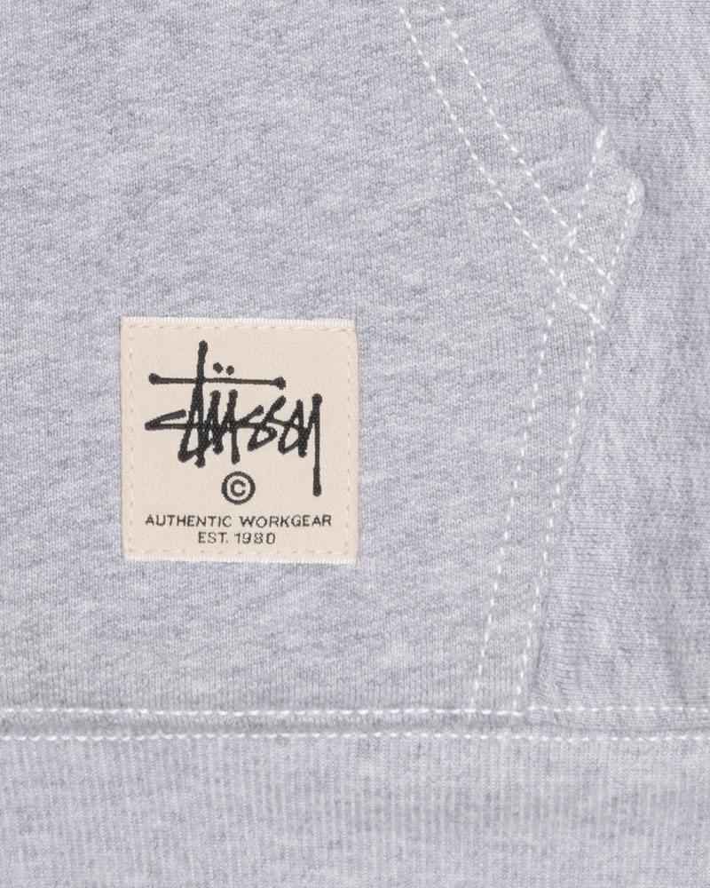 Grey Stüssy Double Face Label Zip Hoodie | USA VWMFLE013