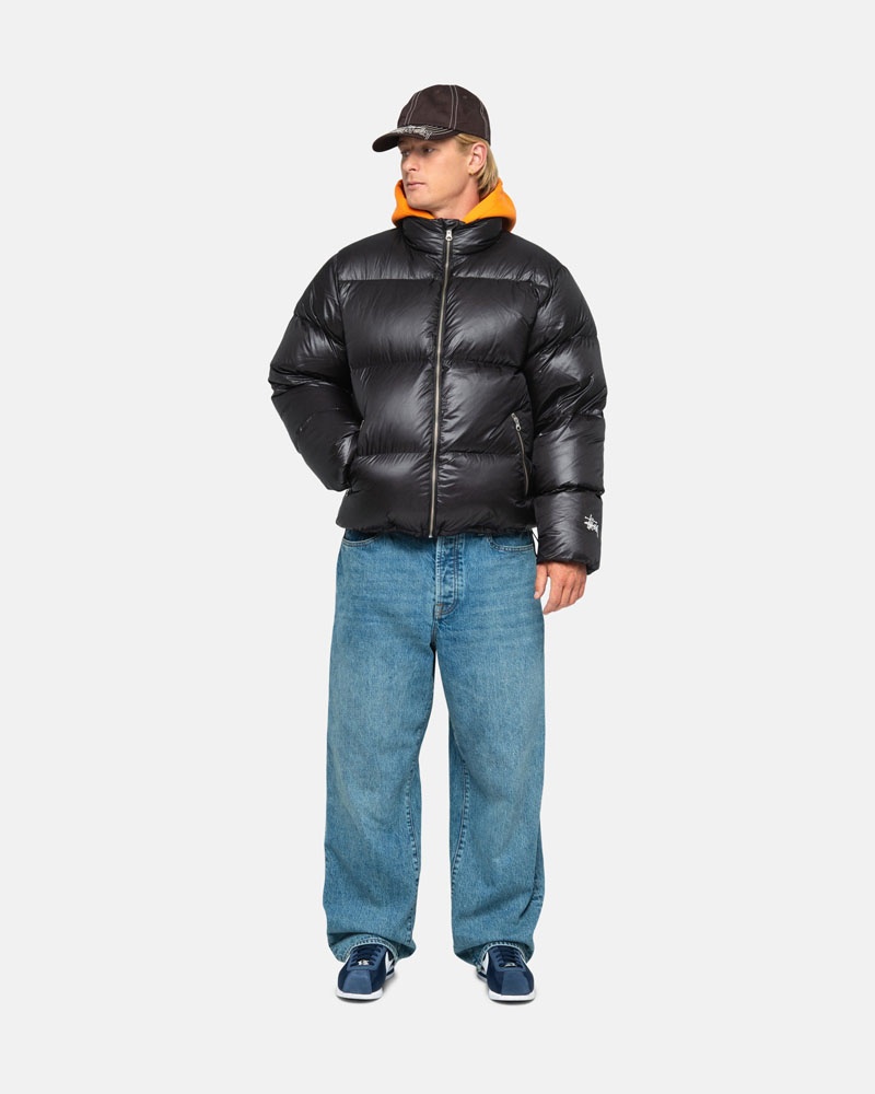 Grey Stüssy Down Puffer Parachute Ripstop Jacket | USA PHTWMI567