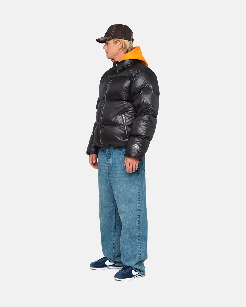 Grey Stüssy Down Puffer Parachute Ripstop Jacket | USA PHTWMI567