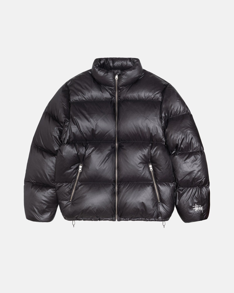 Grey Stüssy Down Puffer Parachute Ripstop Jacket | USA PHTWMI567