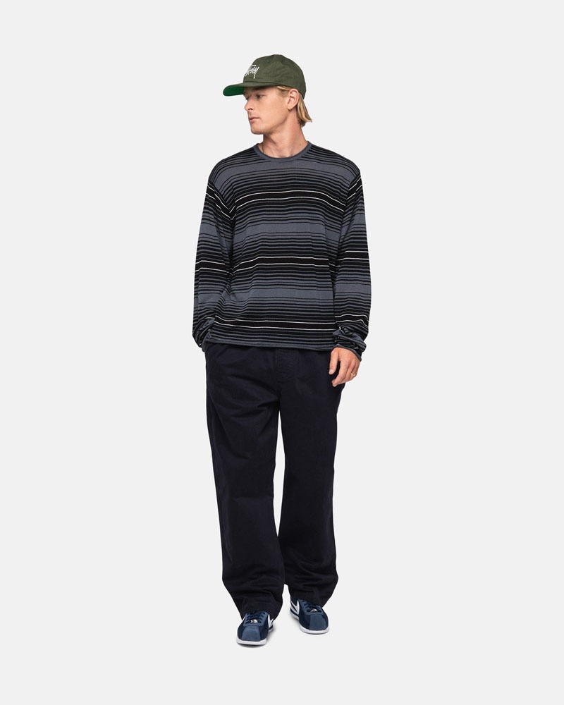 Grey Stüssy Horizontal Stripe Sweater | USA REMTUV026