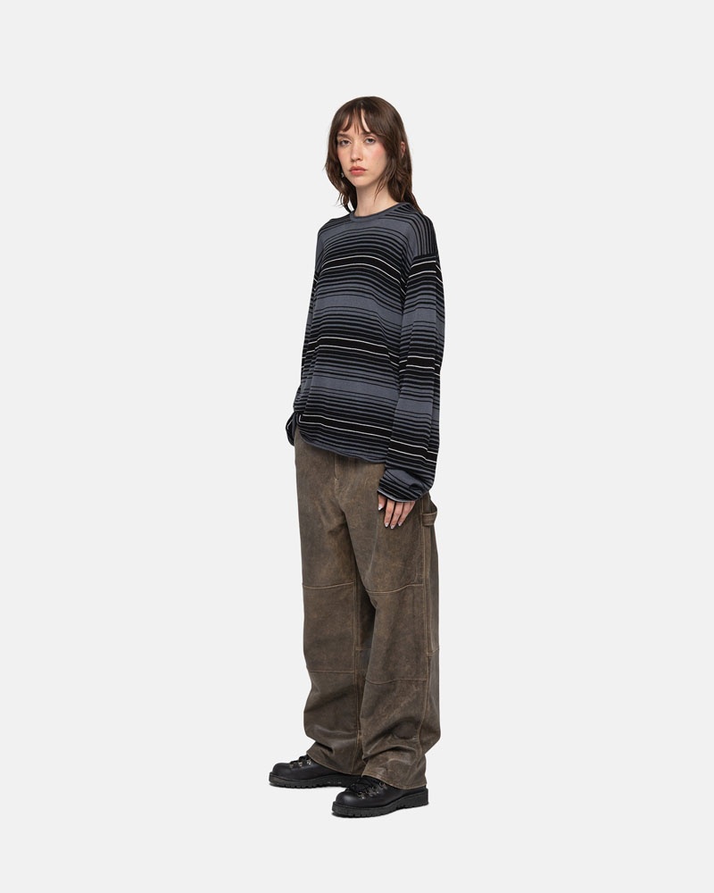 Grey Stüssy Horizontal Stripe Sweater | USA REMTUV026