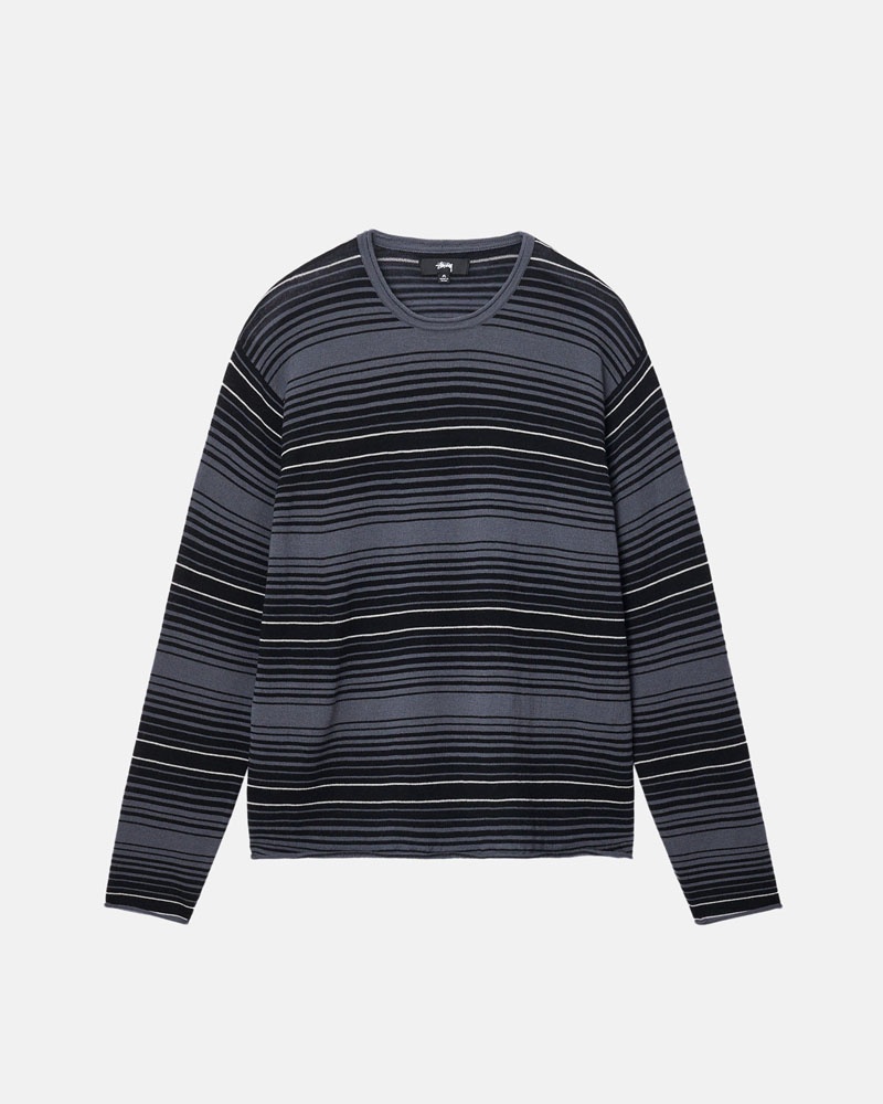 Grey Stüssy Horizontal Stripe Sweater | USA REMTUV026