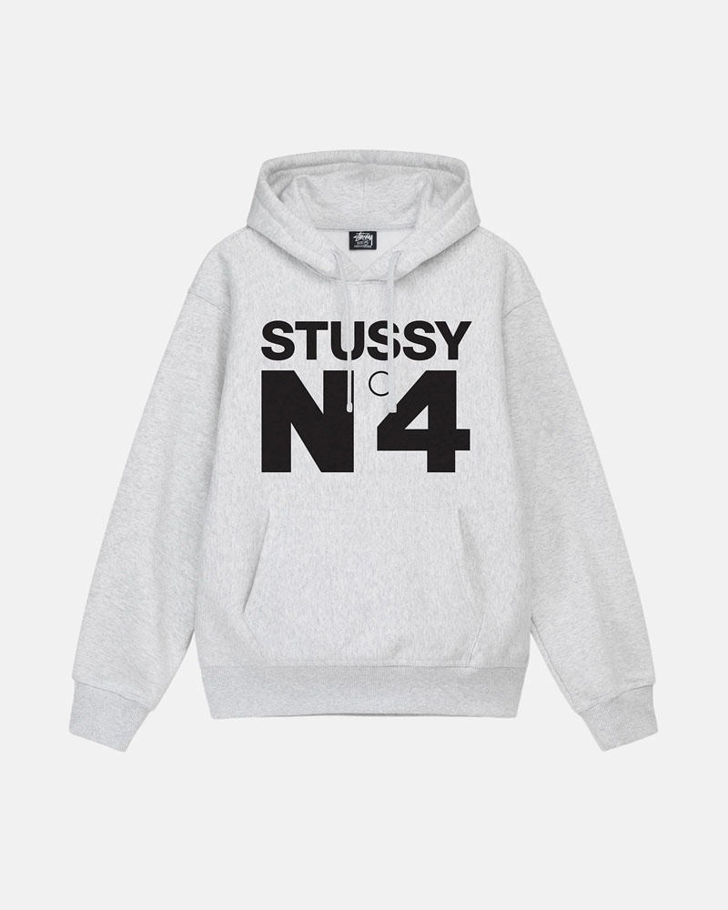 Grey Stüssy No.4 Hoodie | USA QWDPJK369