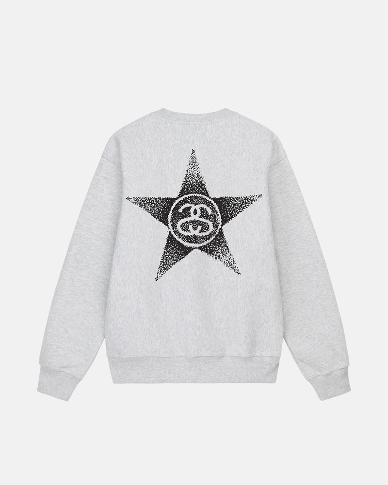 Grey Stüssy Stars Crew Sweatshirt | USA RMYWIX879