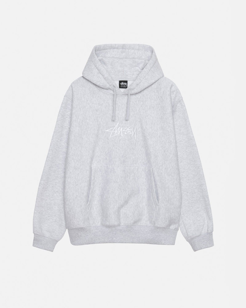 Grey Stüssy Stock Logo Applique Hoodie | USA KRZENY802