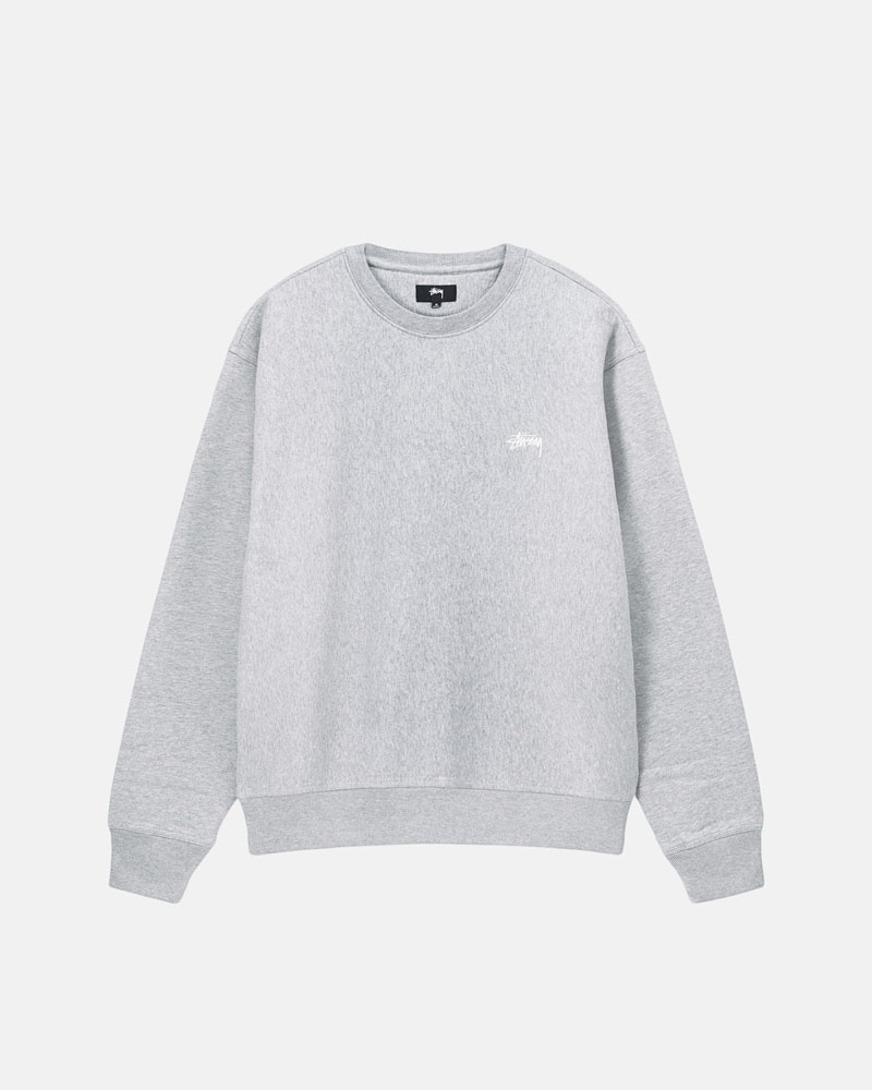 Grey Stüssy Stock Logo Crew Sweatshirt | USA GKANDW738