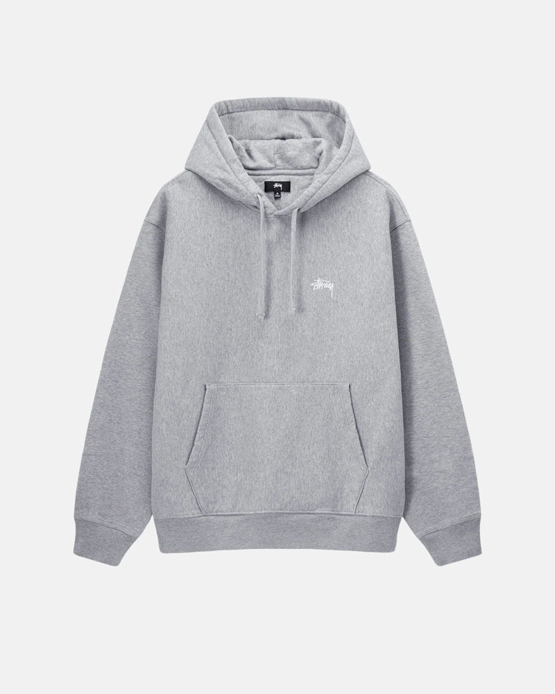 Grey Stüssy Stock Logo Hoodie | USA XFCMKU419