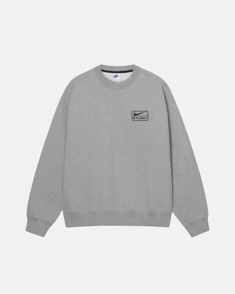 Grey Stüssy & NK Fleece Crew Sweatshirt | USA THKDFE520