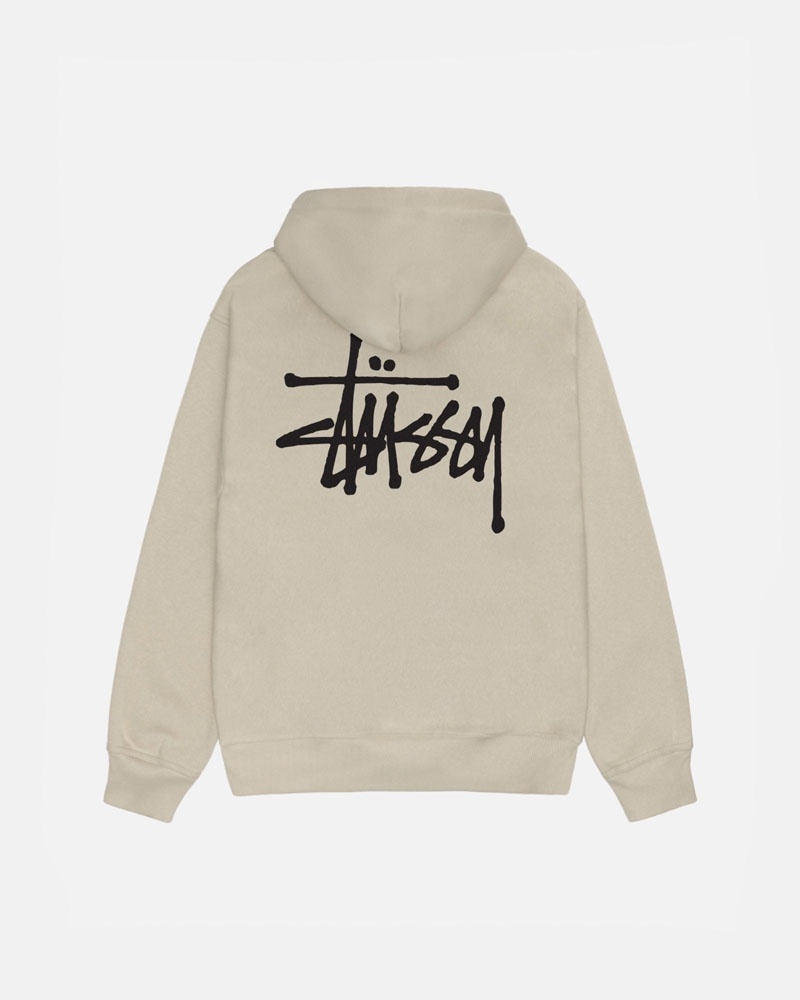 Khaki Stüssy Basic Zip Hoodie | USA SLGICY781