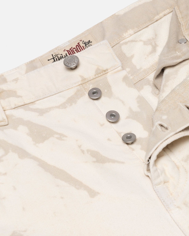 Khaki Stüssy Big OL' Jean Distressed Canvas Jeans | USA VSEXPH832