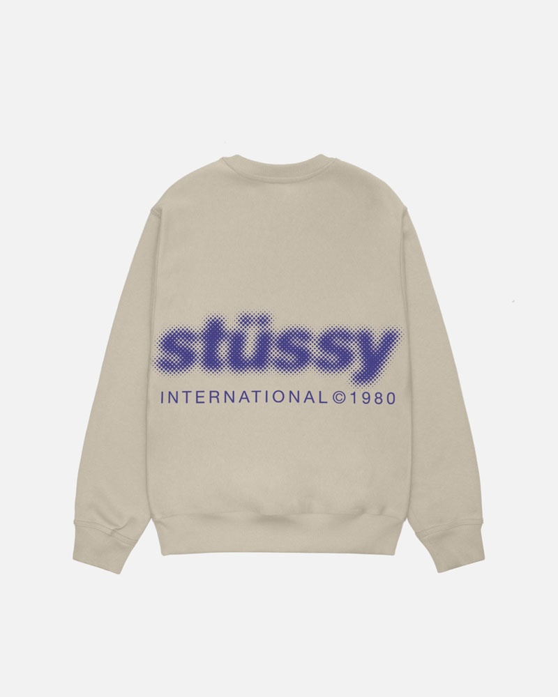 Khaki Stüssy Blur Crew Sweatshirt | USA THDGKM652