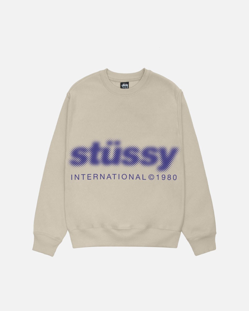 Khaki Stüssy Blur Crew Sweatshirt | USA THDGKM652