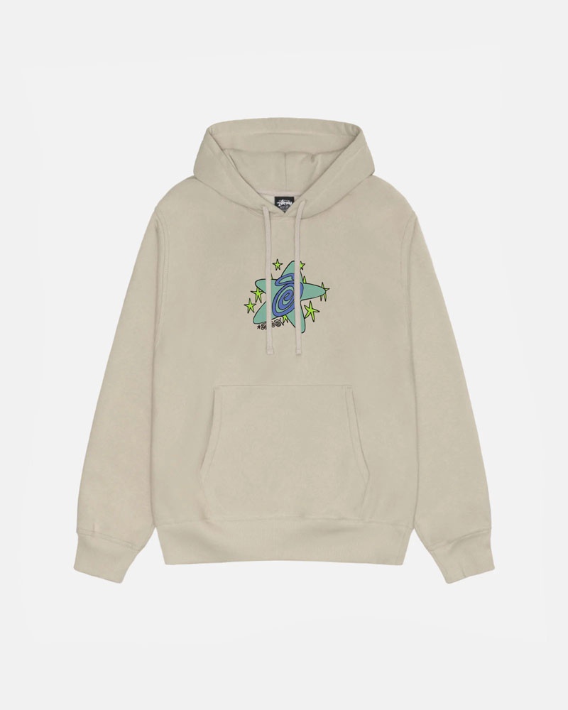 Khaki Stüssy Galaxy Hoodie | USA FCMKTA701