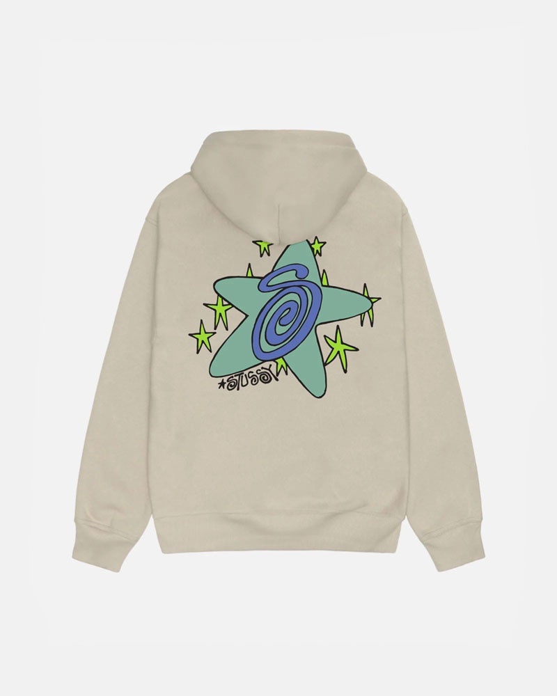 Khaki Stüssy Galaxy Hoodie | USA FCMKTA701