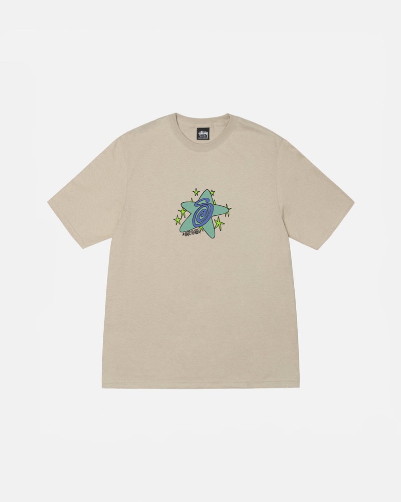 Khaki Stüssy Galaxy T-Shirts | USA UKPEAB074