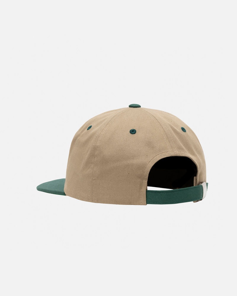 Khaki Stüssy Mid-Depth Basic Star Strapback Caps | USA MPOUBC048