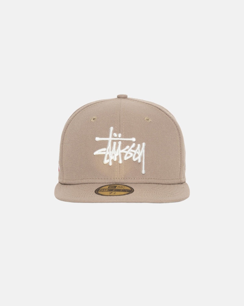 Khaki Stüssy New Era 59Fifty Authentic Caps | USA CHJVQF428