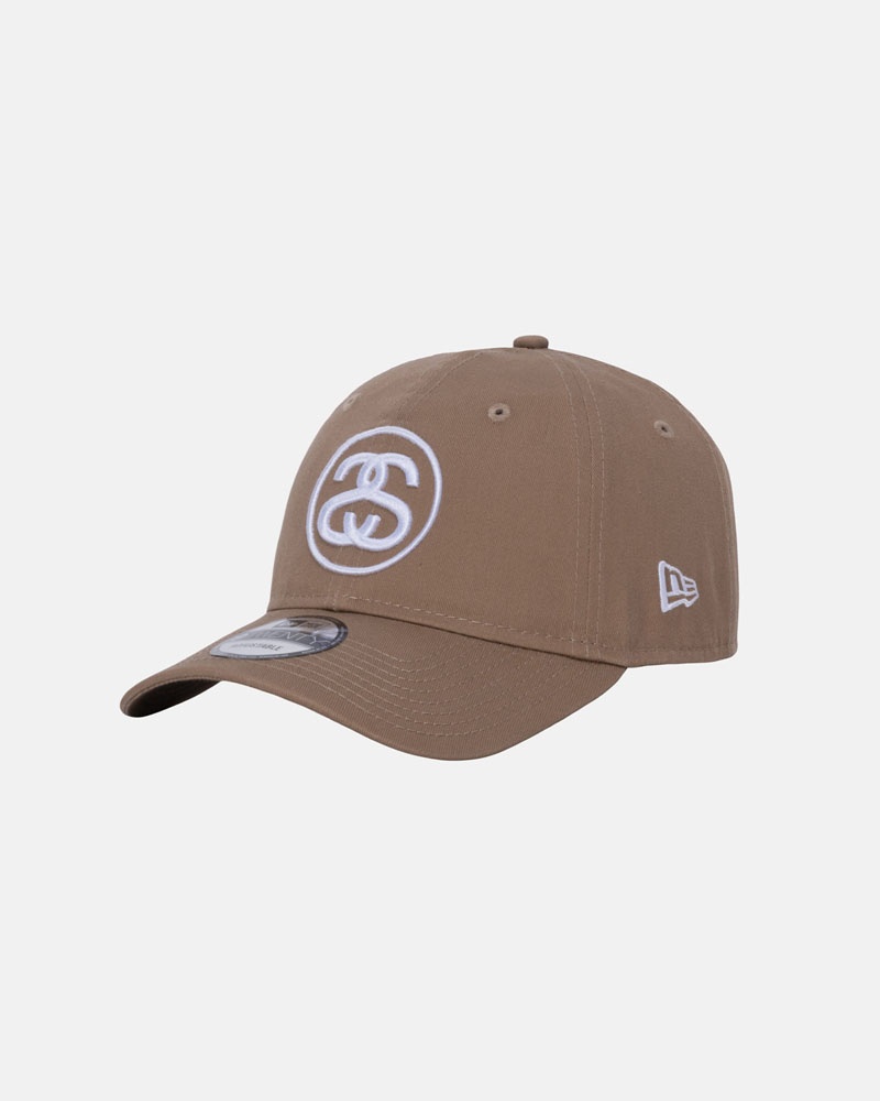 Khaki Stüssy New Era 9Twenty SS Link Strapback Caps | USA BZYXNQ537