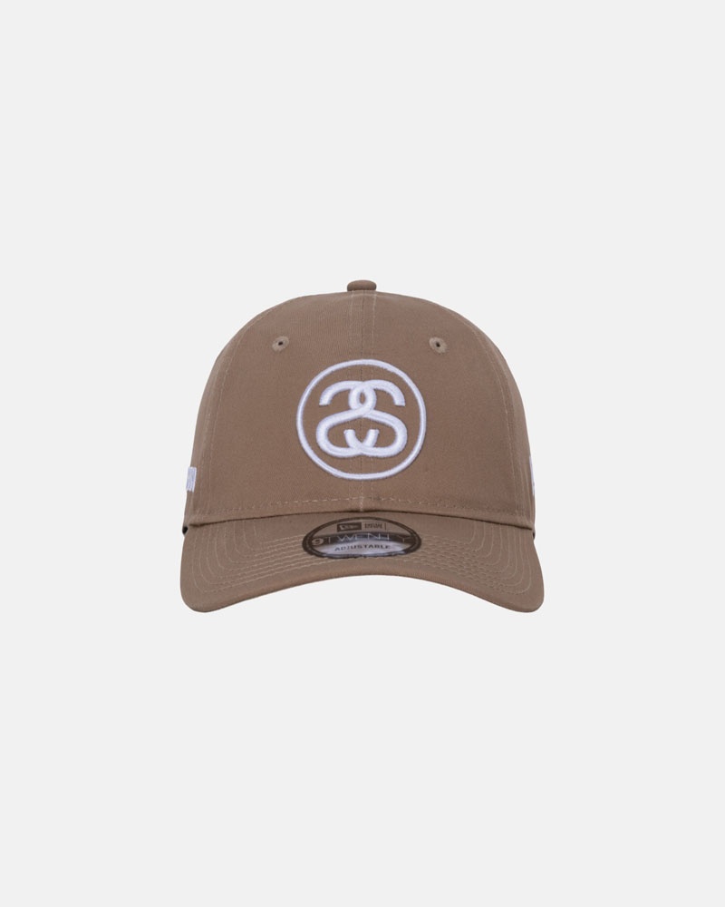 Khaki Stüssy New Era 9Twenty SS Link Strapback Caps | USA BZYXNQ537