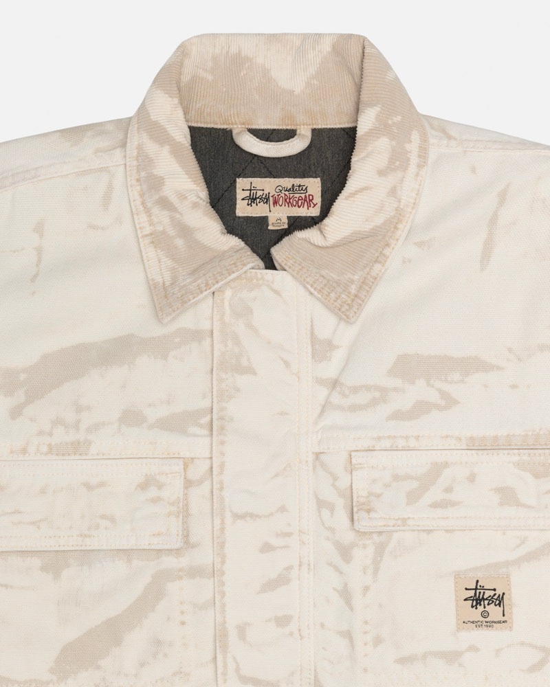 Khaki Stüssy Shop Distressed Canvas Jacket | USA XCEBRY723