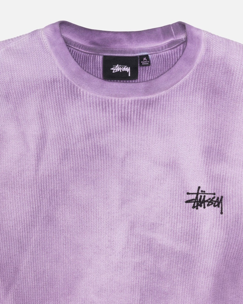 Lavender Stüssy Basic Stock LS Thermal Sweater | USA UVZEFH628