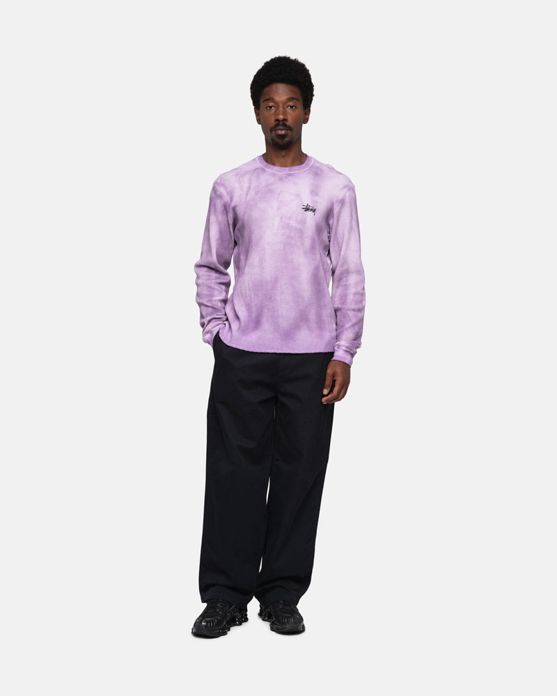 Lavender Stüssy Basic Stock LS Thermal Sweater | USA UVZEFH628