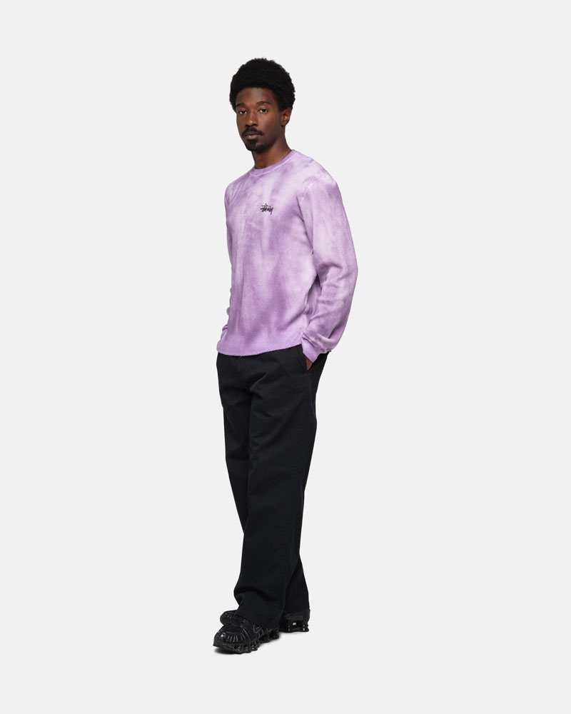 Lavender Stüssy Basic Stock LS Thermal Sweater | USA UVZEFH628