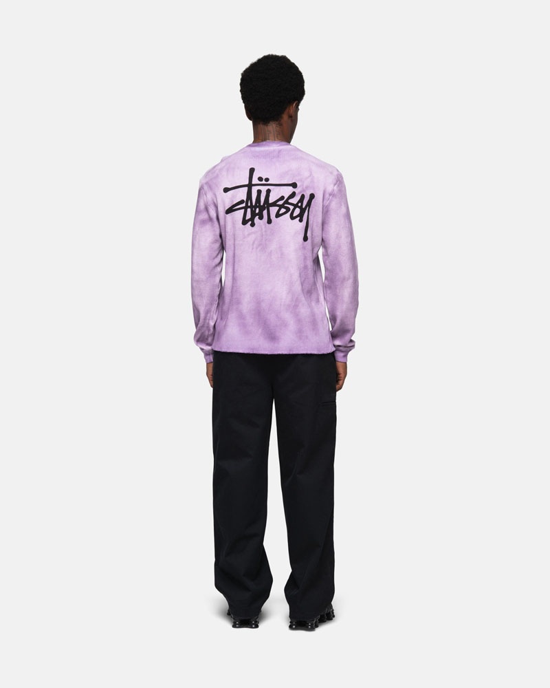 Lavender Stüssy Basic Stock LS Thermal Sweater | USA UVZEFH628