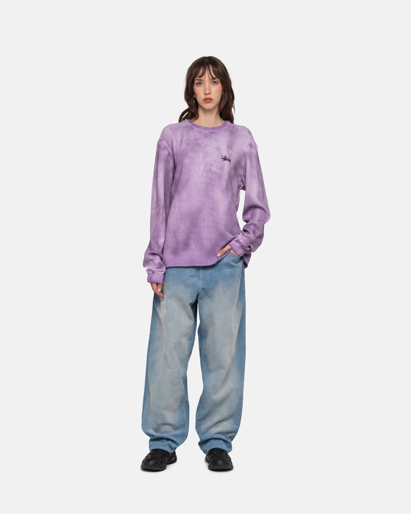 Lavender Stüssy Basic Stock LS Thermal Sweater | USA UVZEFH628