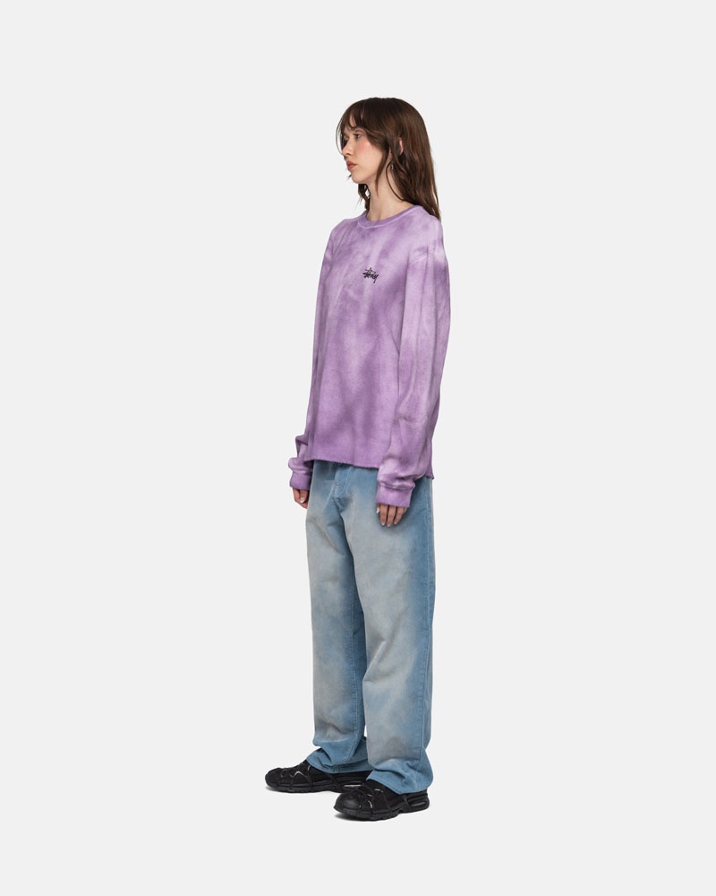 Lavender Stüssy Basic Stock LS Thermal Sweater | USA UVZEFH628