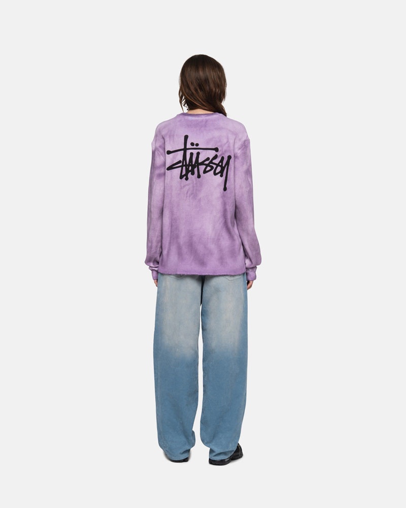 Lavender Stüssy Basic Stock LS Thermal Sweater | USA UVZEFH628