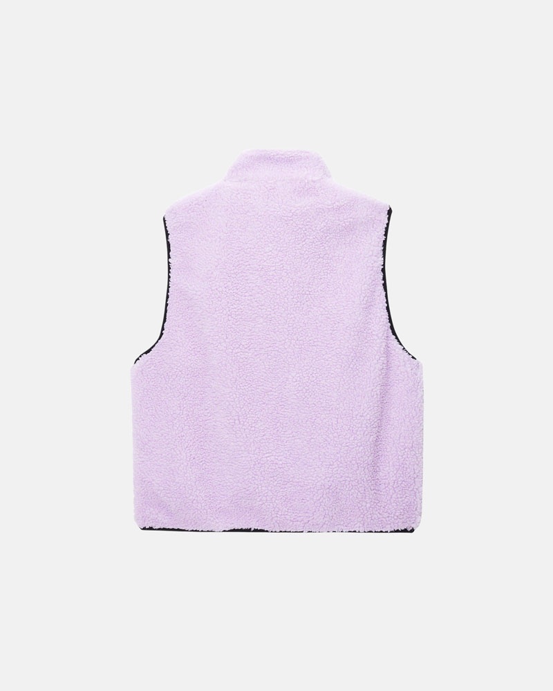 Lavender Stüssy Sherpa Reversible Vest | USA UPTMHL461