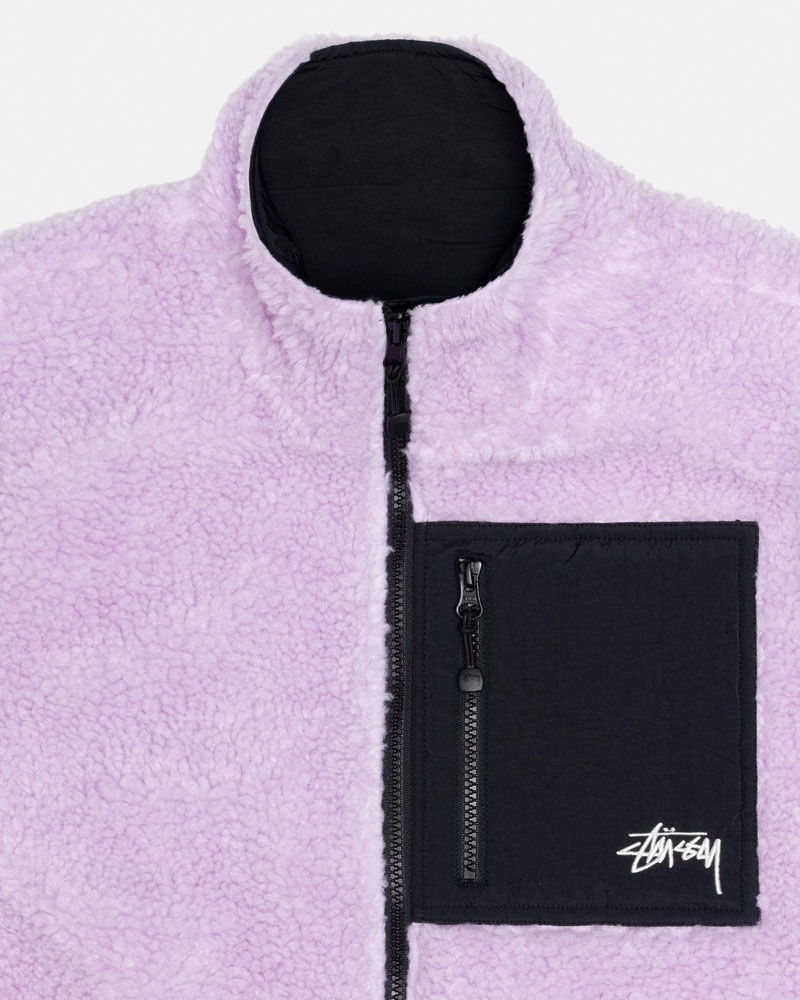 Lavender Stüssy Sherpa Reversible Vest | USA UPTMHL461