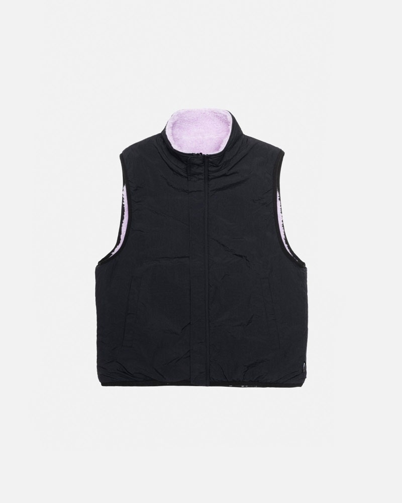 Lavender Stüssy Sherpa Reversible Vest | USA UPTMHL461