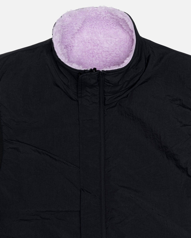 Lavender Stüssy Sherpa Reversible Vest | USA UPTMHL461