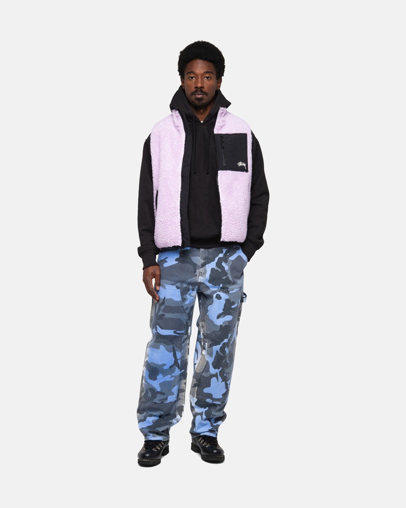 Lavender Stüssy Sherpa Reversible Vest | USA UPTMHL461