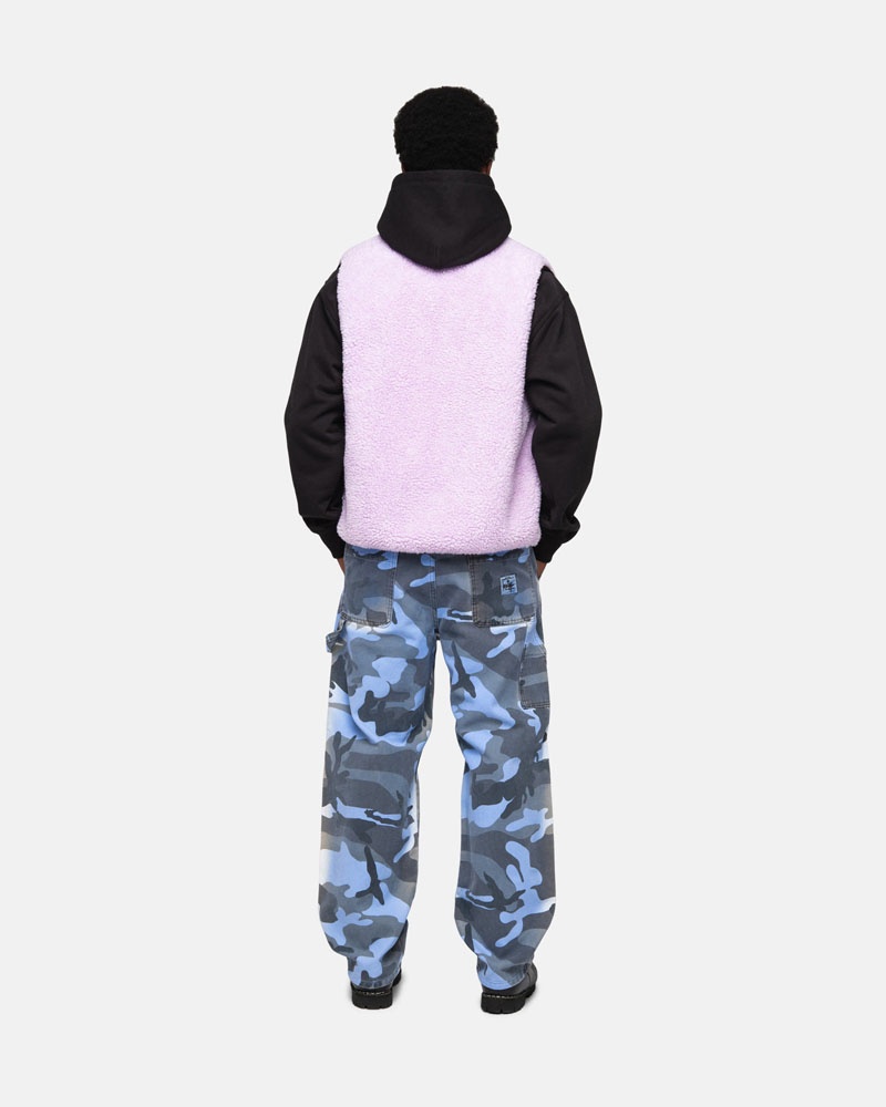 Lavender Stüssy Sherpa Reversible Vest | USA UPTMHL461