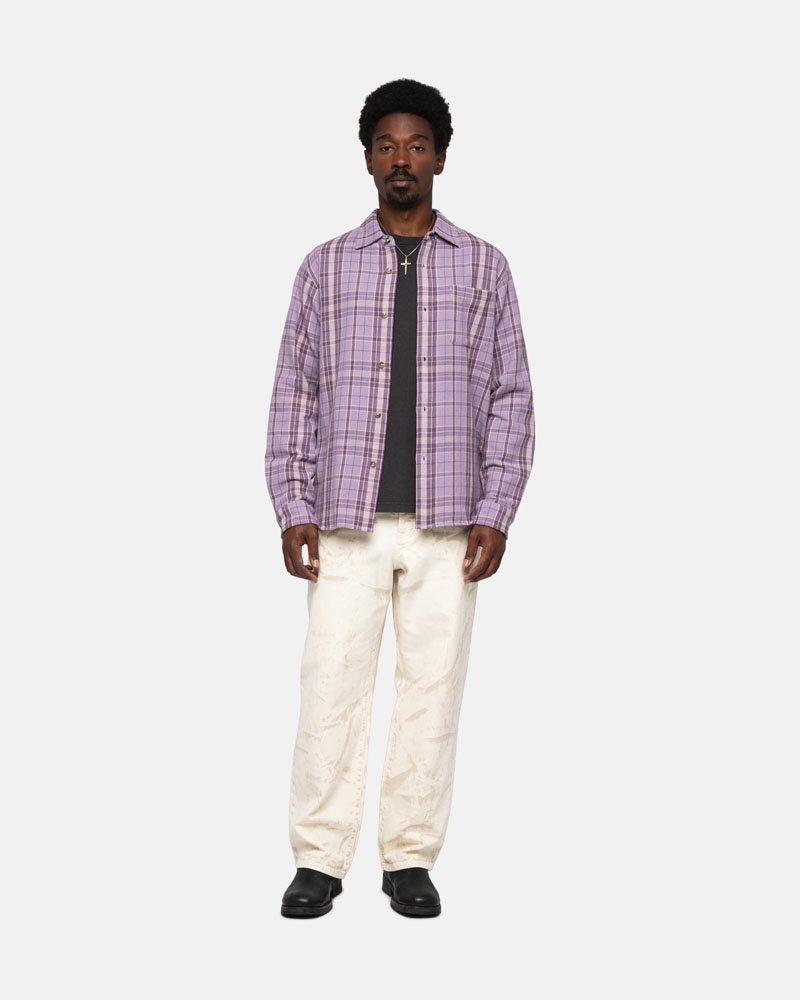 Lavender Stüssy Stones Plaid Shirts | USA SFDNVJ527