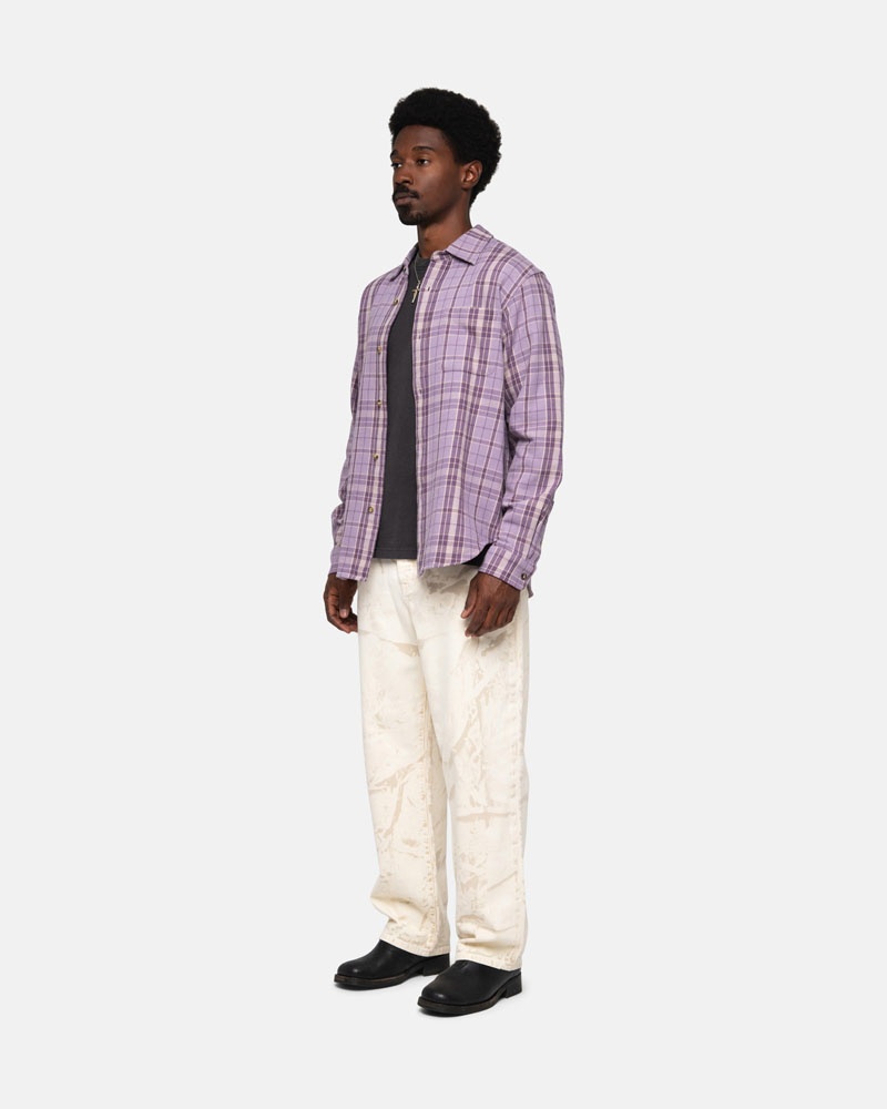 Lavender Stüssy Stones Plaid Shirts | USA SFDNVJ527