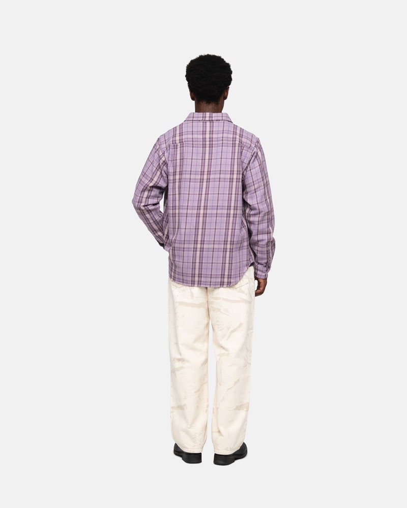 Lavender Stüssy Stones Plaid Shirts | USA SFDNVJ527