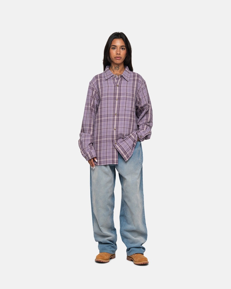 Lavender Stüssy Stones Plaid Shirts | USA SFDNVJ527