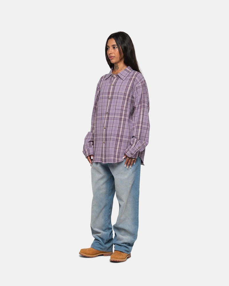 Lavender Stüssy Stones Plaid Shirts | USA SFDNVJ527