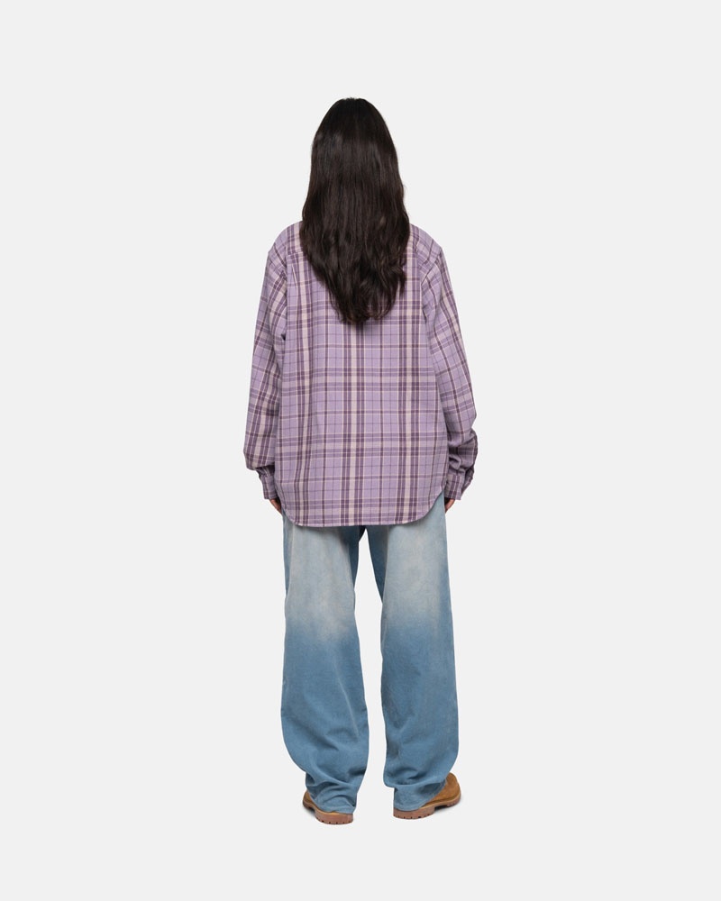 Lavender Stüssy Stones Plaid Shirts | USA SFDNVJ527