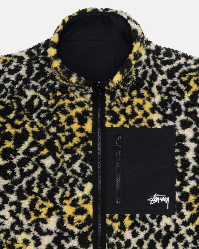 Leopard Stüssy Sherpa Reversible Jacket | USA GVBJXK920