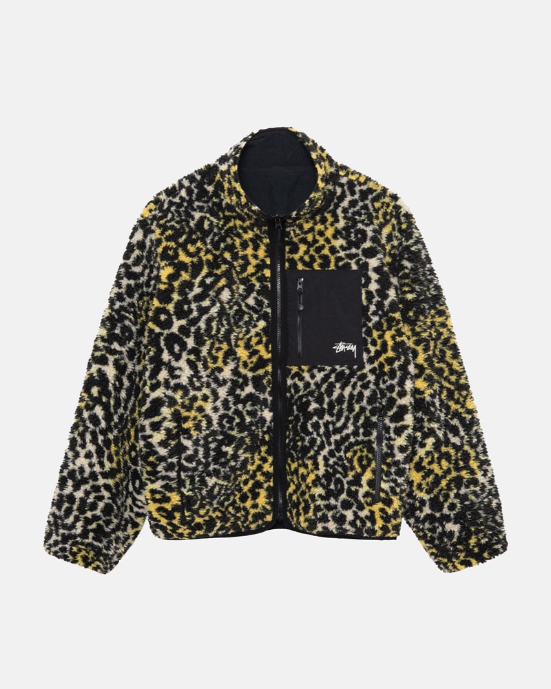 Leopard Stüssy Sherpa Reversible Jacket | USA GVBJXK920