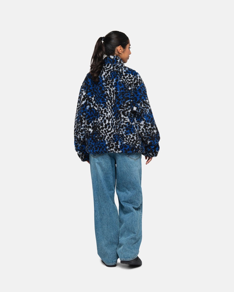 Leopard Stüssy Sherpa Reversible Jacket | USA XVCOHE180